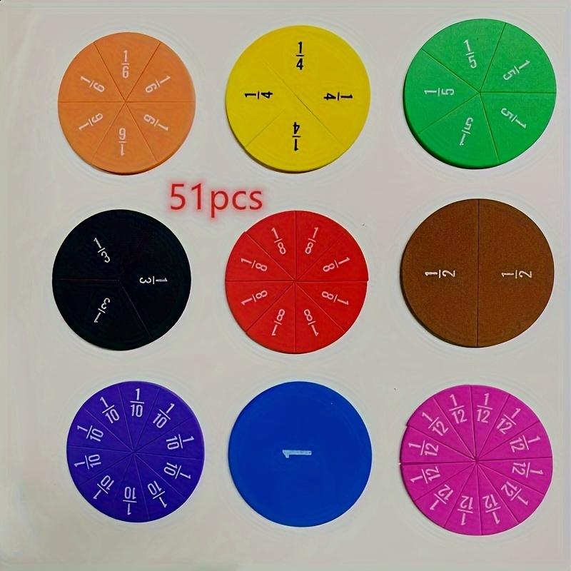 Соединительные дробные круги Манипуляции с дробями Радужный круг Математические игры с дробями Математическая игрушка Монтессори для детей