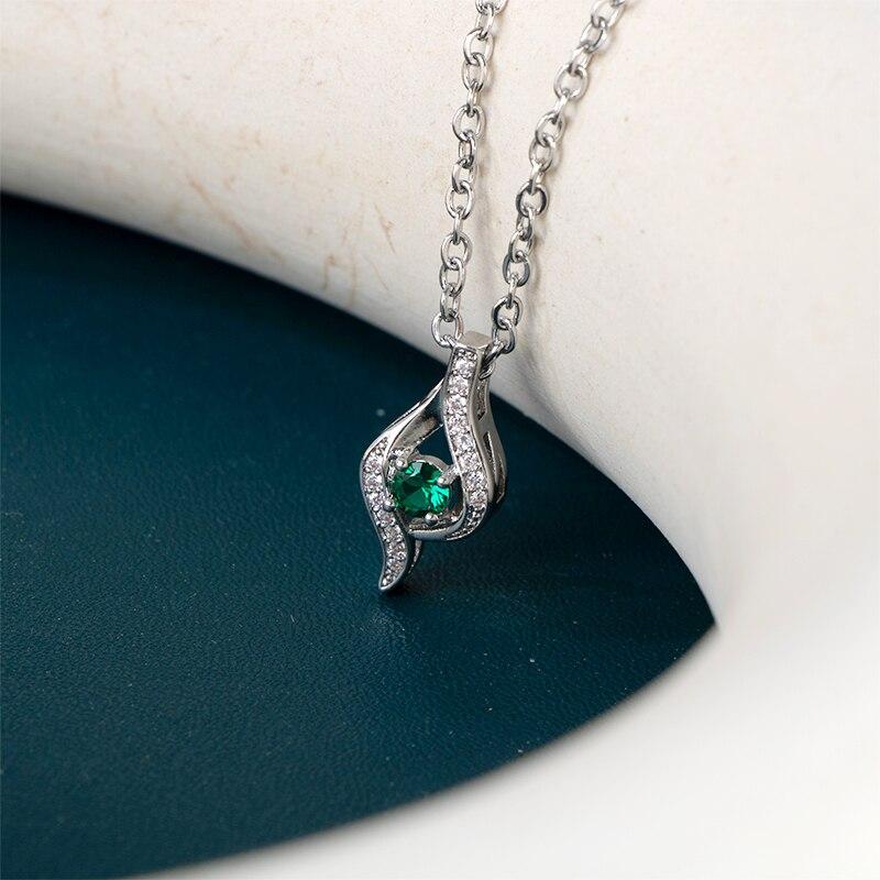 POMOiii Элегантное свадебное ожерелье для женщин, белое/зеленое ожерелье с кулоном из фианита для помолвки, необычный подарок на день рождения, модные ювелирные изделия