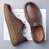 New Designer Cow Leather Shoes for Men Solid Color Fashion Lace Business Casual Shoes Male Soft Sole Retro Loafers Man