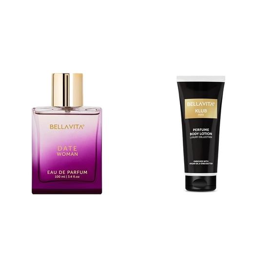 Bella Vita Парфюмированная вода Luxury Date Woman KLUB Man Body Perfume Lotion, Healthy Skin с маслом арганы и маслом ши 200 мл