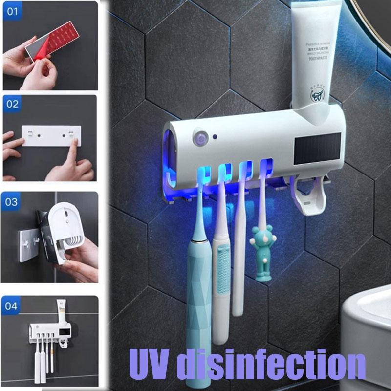 Toothbrush Holder Ultraviolet Sterilization Intelligent Sterilizer Perforation-free Wall-mounted Tooth Cleaning and Toothpaste Squeezing Device MIT