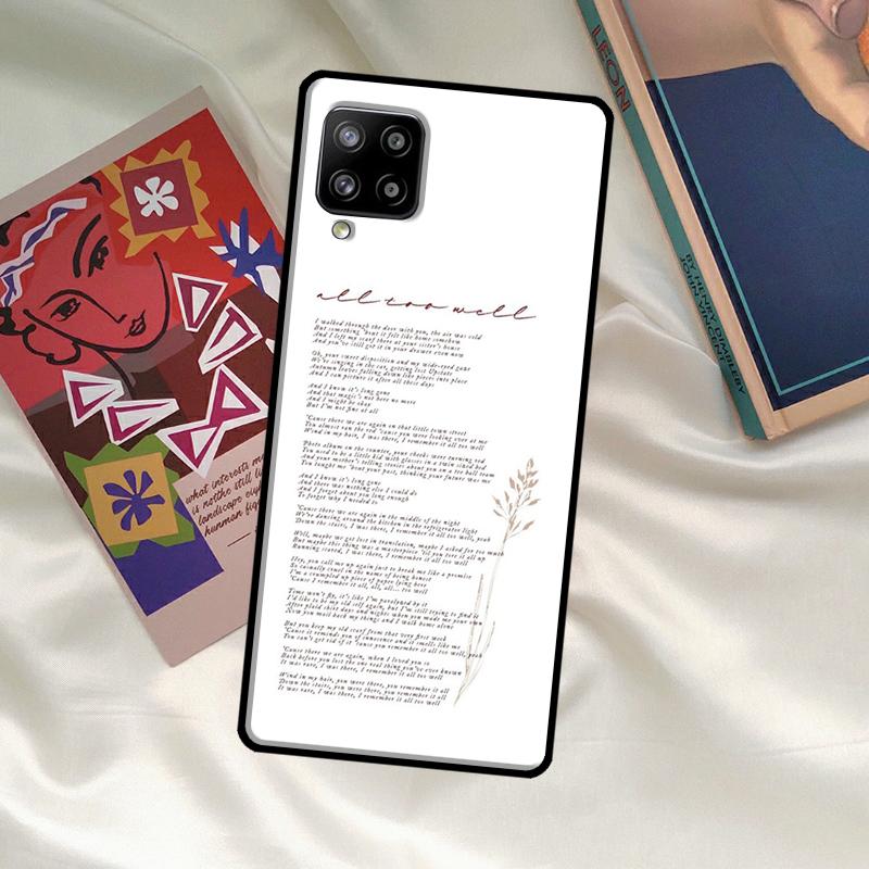 Чехол 'All Too Well Lyrics' для Samsung Galaxy A52 A32 A12 A33 A06 A16 A26 A36 A56 A15 A53 A13 A34 A54 A14 A35 A55