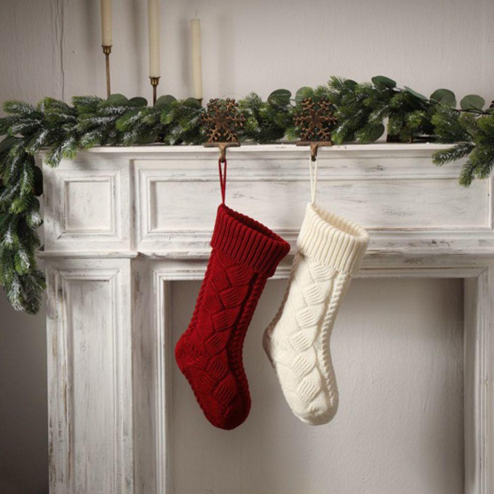 Large Size Christmas Hanging Socks Solid Color Xmas Tree Hanging Ornaments Wreath