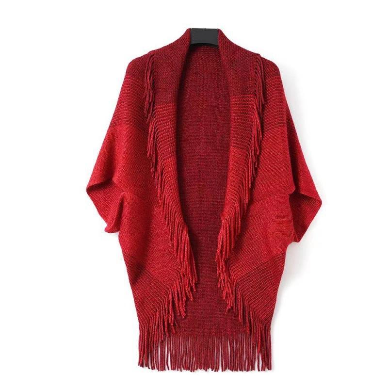 Stripe Knitted Shawl Bohemian Wraps Scarf Coat Luxury Cloak Scarves For Women