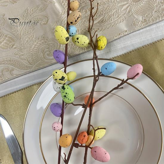 26 шт. искусственных пасхальных лоз с пастельными яйцами и ягодами, весенние цветочные стебли, ветки пасхальных яиц для цветочной композиции, домашнего декора