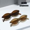 Women'S Personality Small Oval Frame Sunglasses Fashionable Unisex Party Gatherings Beach Travel Riding Uv Resistant Glasses