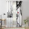 Paris Seine Woman Eiffel Tower Red Lips Paris Windows Curtains Living Room Bedroom Window Treatments Household Kitchen Curtains