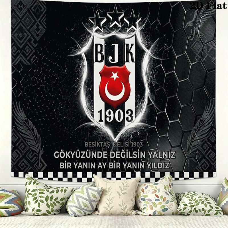 BJK Besiktas Wall Tapestry Aesthetic Wall Hanging Printed Fabric Blanket Decorative Tapestries for Bedroom Living Room Home Decor
