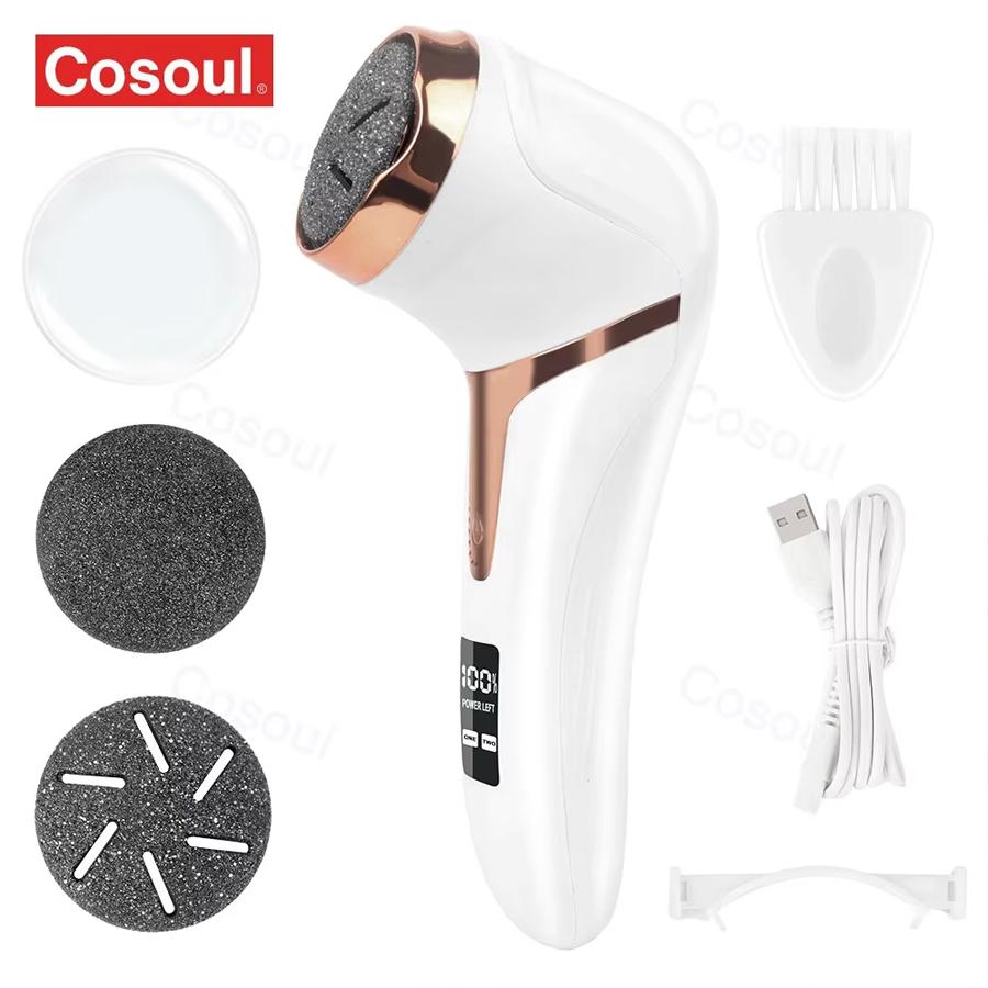 Электрическое устройство для педикюра стоп с пылесборником и ЖК-дисплеем, USB-зарядка для удаления мозолей и отшелушивания стоп