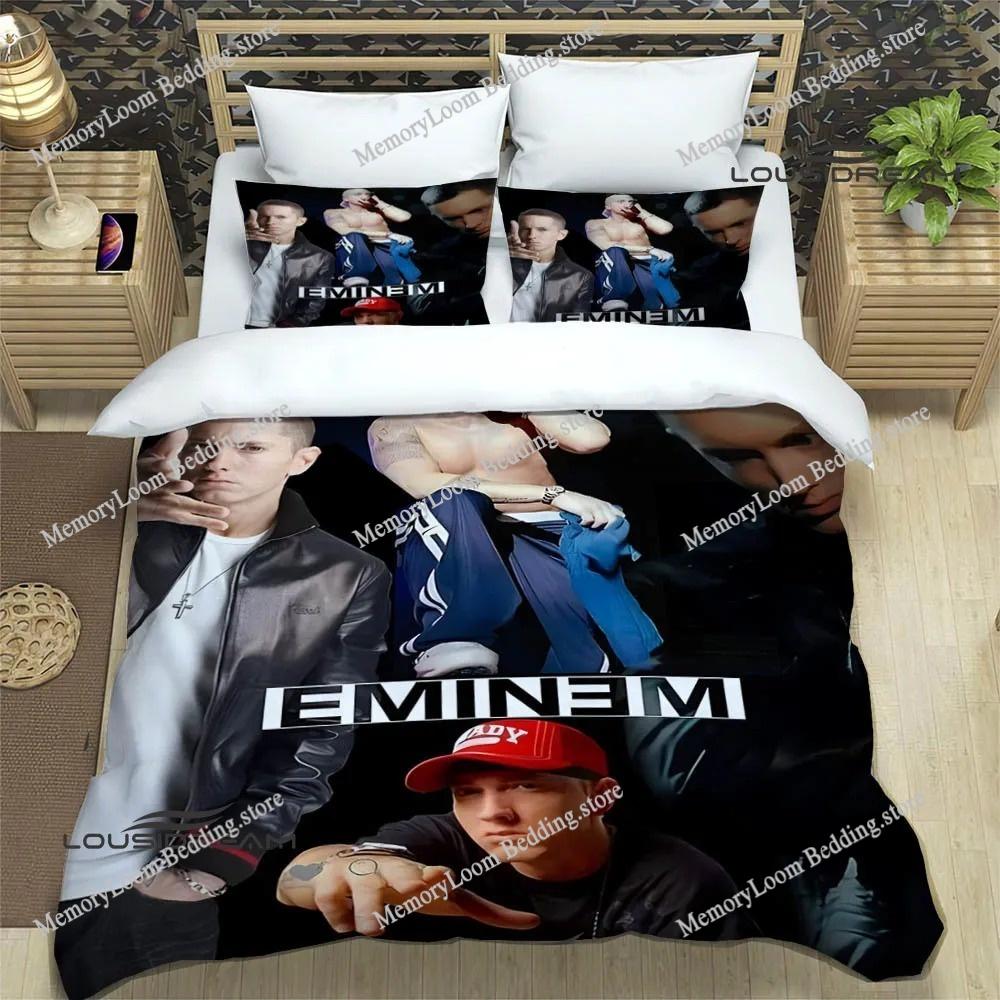 Новый уютный комплект постельного белья Eminem Односпальный/Полуторный/Двуспальный/Евро/King Size Взрослый Детская Спальня Мягкий на ощупь Пододеяльник Комплект простыней с 3D-печатью