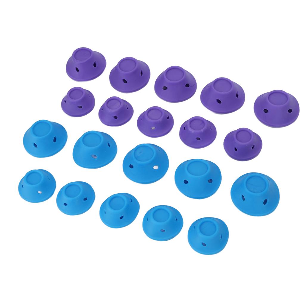 20pcs Mushroom Hair Curler Self Grip DIY Silicone Hair Style Curlers for Long Medium Short Hair Purple Blue