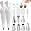 9-Piece Reusable Piping Bags and Tips Set-16inch Cotton Baking Kit with Coupler, Stainless Steel Nozzles & Cleaner for Cakes/Cupcakes/Cookies