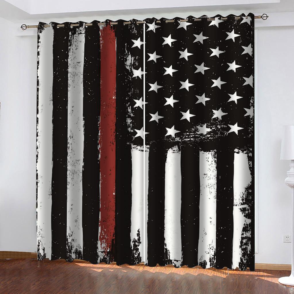 3D черные, белые, синие полосатые пятиугольные звездные узоры, солнцезащитные шторы, роскошные украшения для гостиной, тонкие шторы для спальни