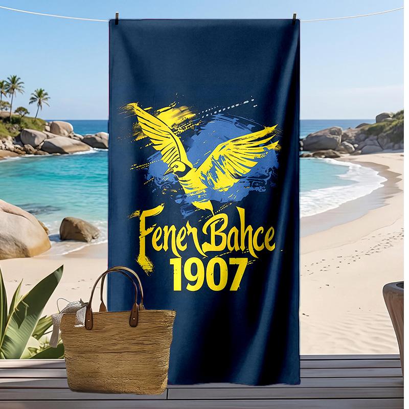 Fenerbahce Printed Beach Towel Quick Dry Soft TowelPortable Large Rectangular Beach Blanket for Travel Swimming Pool