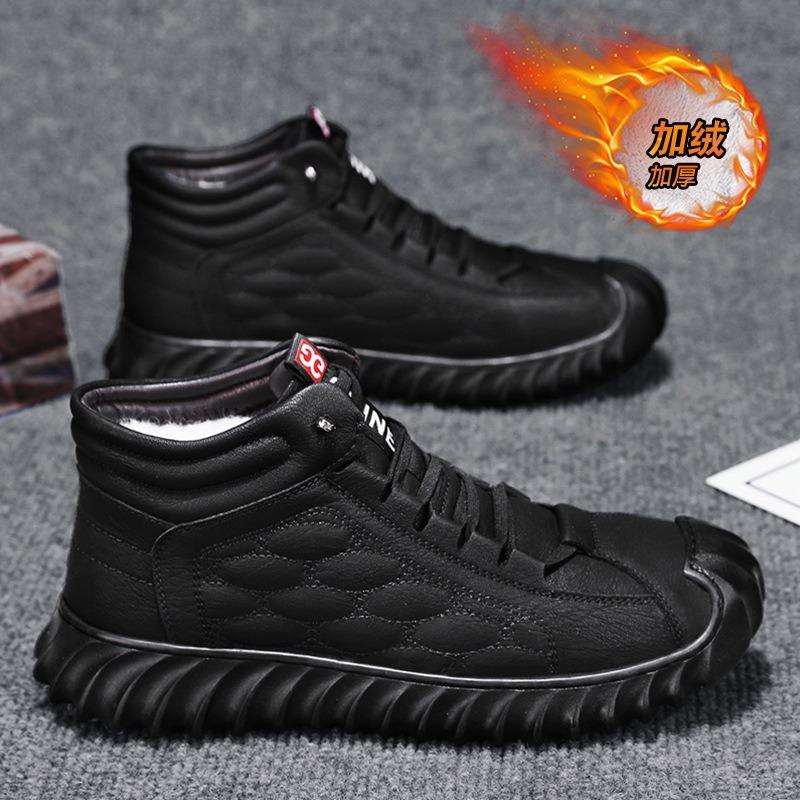 Теплая меховая зимняя мужская обувь для мужчин, платформа, кожаные ботильоны, модная новинка, лаконичная повседневная рабочая обувь, обувь высокого качества