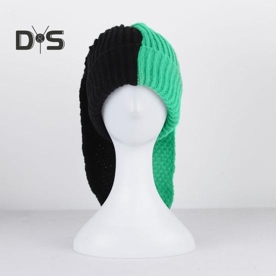 Зимняя вязаная шапка с длинным декором в виде заячьих ушей, контрастного цвета, унисекс, толстая, теплая, высокоэластичная, ветрозащитная, для холодной погоды, для катания на лыжах и т. д.