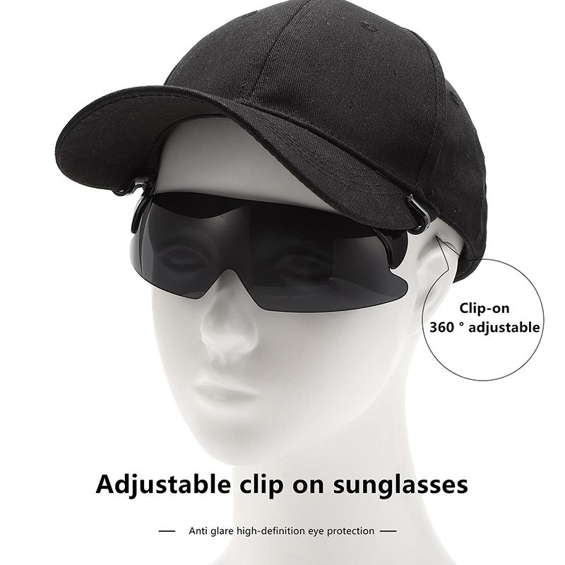 1PC Adjustable Sports Sunglasses Clip-On UV Protection Flip-Up Cover Cycling Goggles Cap Hat for Outdoor Activities 7