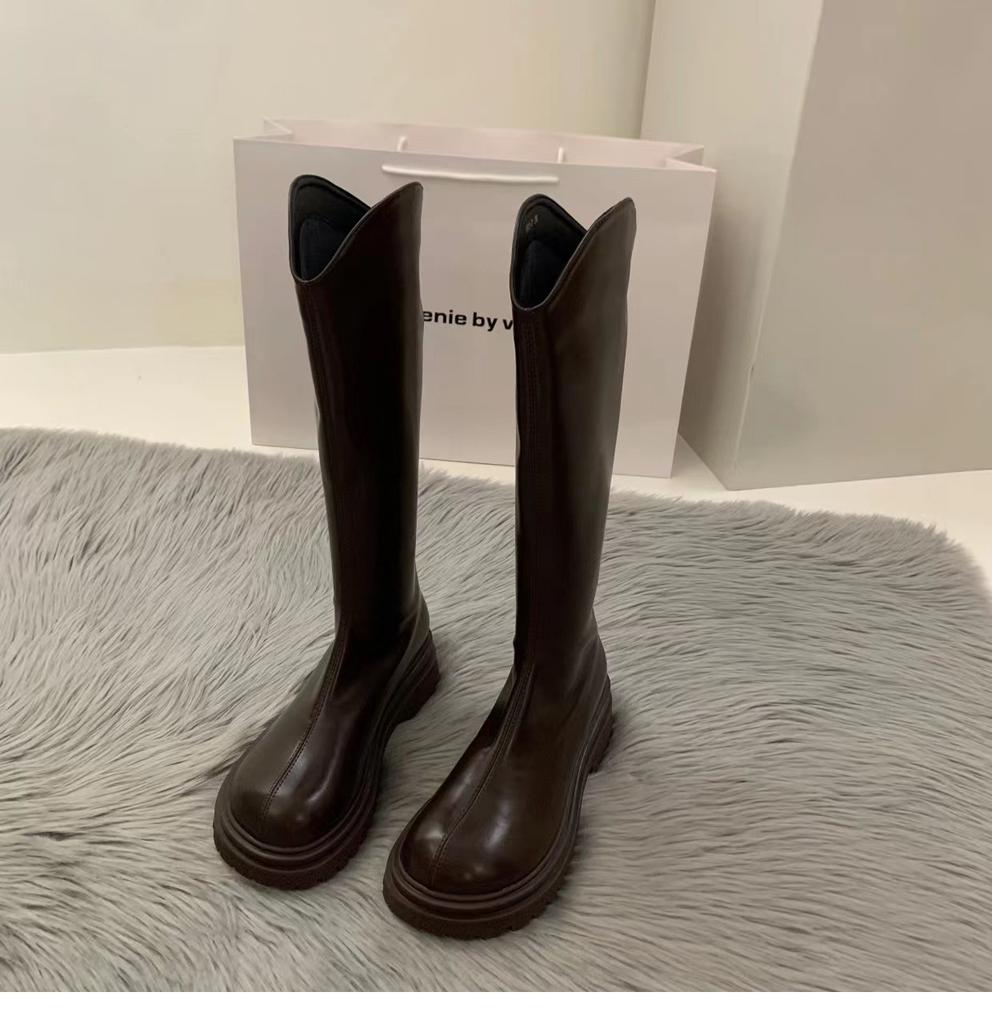 2024 Slim Woman High Boots Fashion Women Knee-High Boots High Heel Women's Shoes Winter Soft Leather Long Boots
