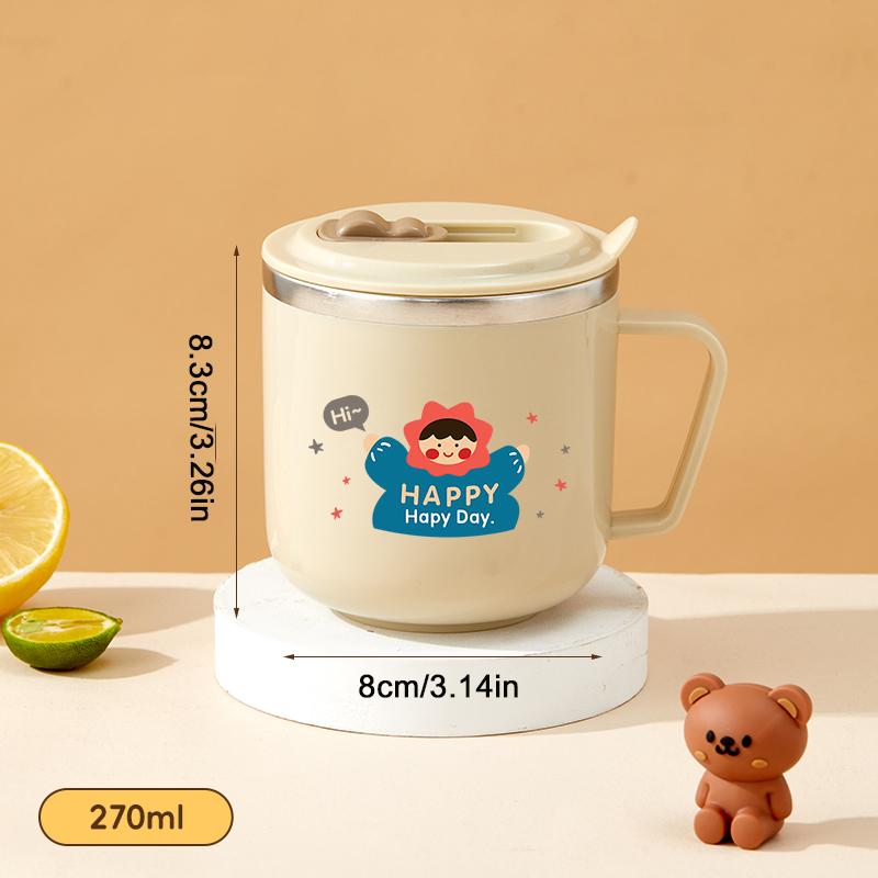 316 Stainless Steel Thermos Mug For Kids Capybara Portable Leak-proof Double Wall Insulated Milk Coffee Cup With Straw&Handle