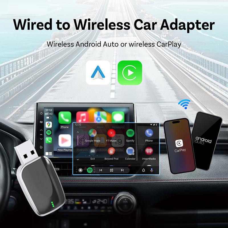AI Mini Box 2-в-1 Адаптер CarPlay Android Auto, Plug-and-Play Подходит для 99% Штатных Головных Устройств Автомобилей