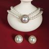 3 шт. двухслойный жемчужный кулон ожерелье серьги комплект ювелирных изделий дамы банкет свадебные украшения аксессуары подарок