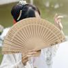 Wooden Folding Fan Chinese Style Hollow Ribs Portable Summer Hand Held Fan Decoration
