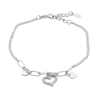 Серебряный браслет с фианитами, вес изделия 3,09 гр (2172864)