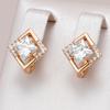 Роскошные серьги цвета розового золота в английском стиле для женщин, простые блестящие квадратные аксессуары с натуральным цирконом, свадебные изысканные украшения