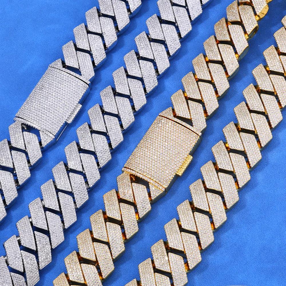 Толстая Тяжелая 15мм Двухрядная Звенья Цепи Кубинский Link Усыпанная Камнями Хип-Хоп Белое/18 карат Позолоченное Ожерелье Украшения Женские Мужские Подарки