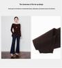 Design Sense Off-Shoulder Tie-Up Wool Knit Top: Minimalist Waist-Defining Long Sleeve for Early Autumn