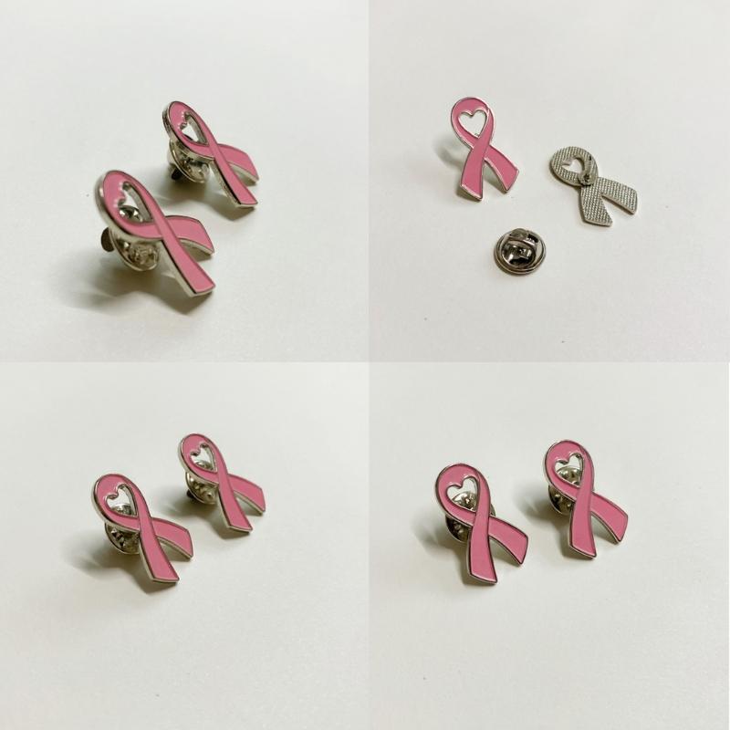 10Pcs Women Brooches Pink Ribbon Lapel Pins Breast Cancers Awareness Badge Pin Heart Shape Brooches for Women Girl