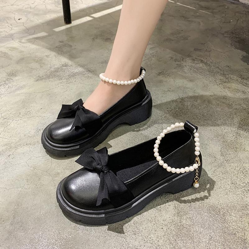 Fashion Women Thick Platform Mary Janes Lolita Shoes Party Pumps Summer New Sandals Bow Chain Mujer Shoes Fashion Oxford Zapatos2025