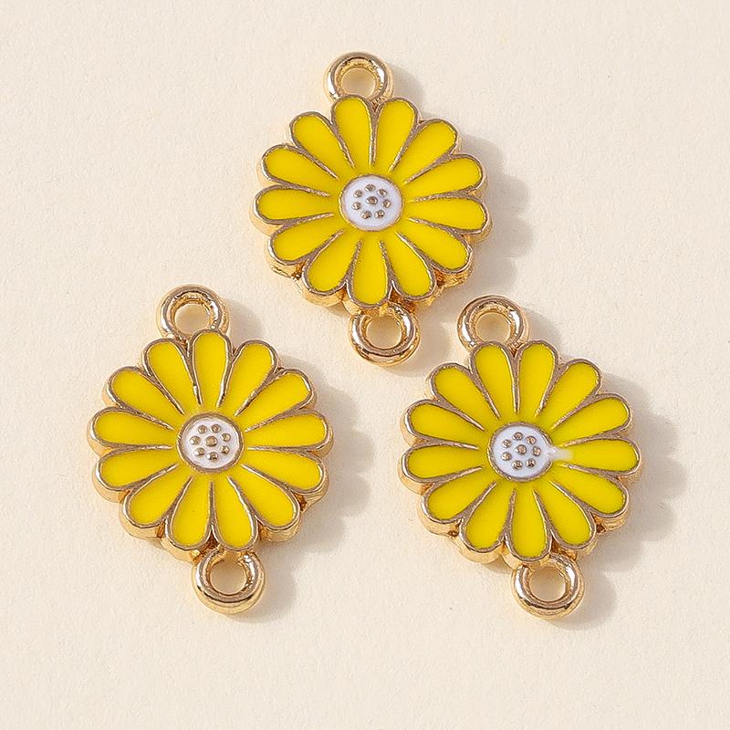 Лесли 10 шт. Красочные подвески в виде цветка ромашки с двумя отверстиями для изготовления ювелирных изделий, браслета, ожерелья, брелока своими руками, кулона