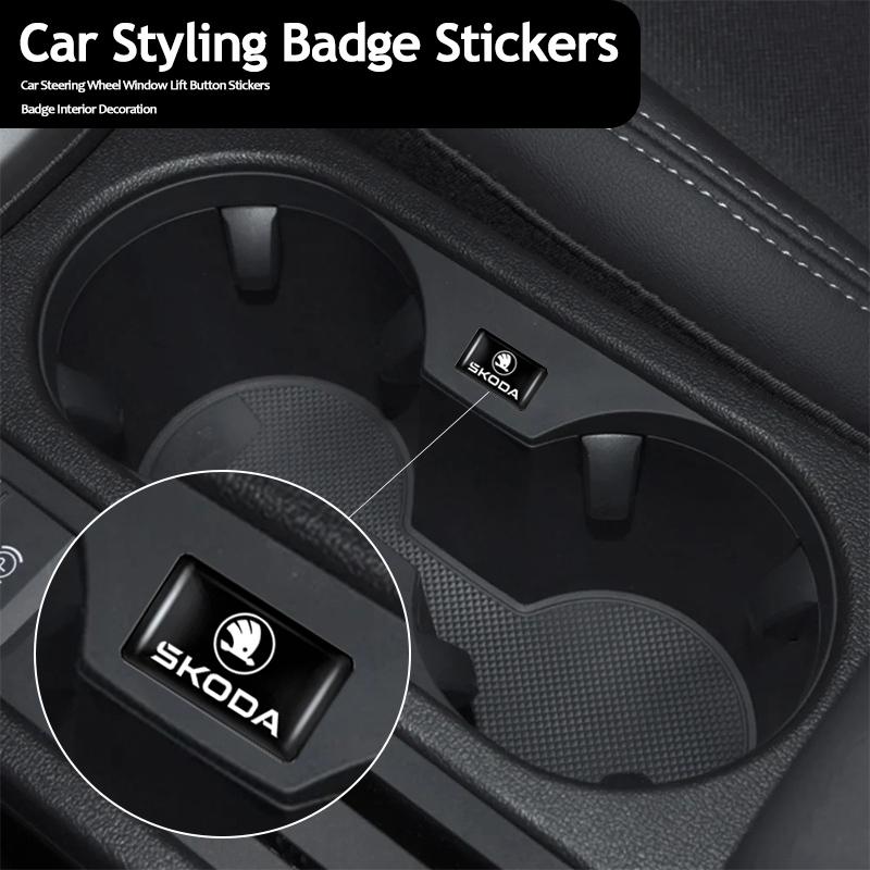 ERS2 10Pcs Car interior accessories door and window lifting button stickers For Skoda Octavia Kodiaq Fabia Superb Karoq Yeti Rapid