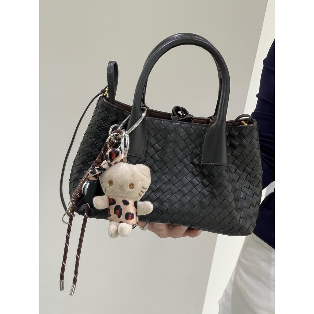 Универсальная женская сумка, плетеная сумка-корзина из овчины, модная сумка-тоут, однотонная сумка через плечо, женская сумка