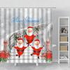 Christmas Shower Curtains Stairs Santa Claus Dancing Prints for Photography Cloth Studio Background New Year Home Bathroom