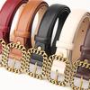 Minimalist Retro Chain Buckle Ladies Leather Belt With Alloy Clasp For Casual Wear