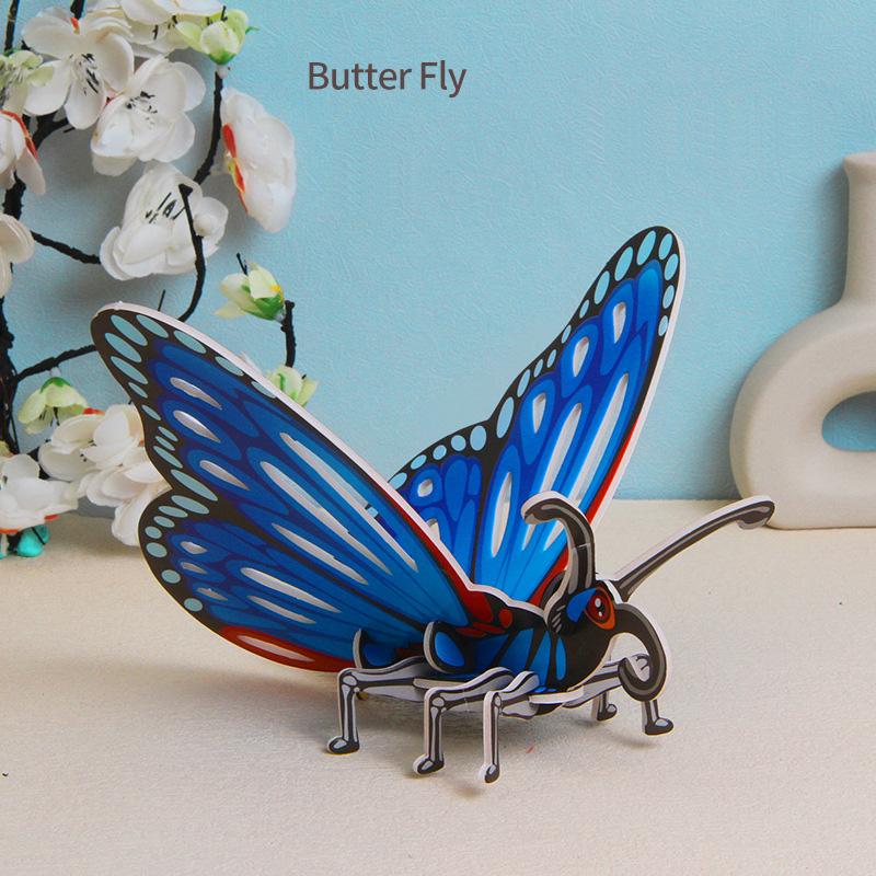 Детская DIY Ручная Бумажная Открытка 3D Пазл Мультяшное Насекомое Познание Бабочка Пчела Игрушки для Раннего Обучения
