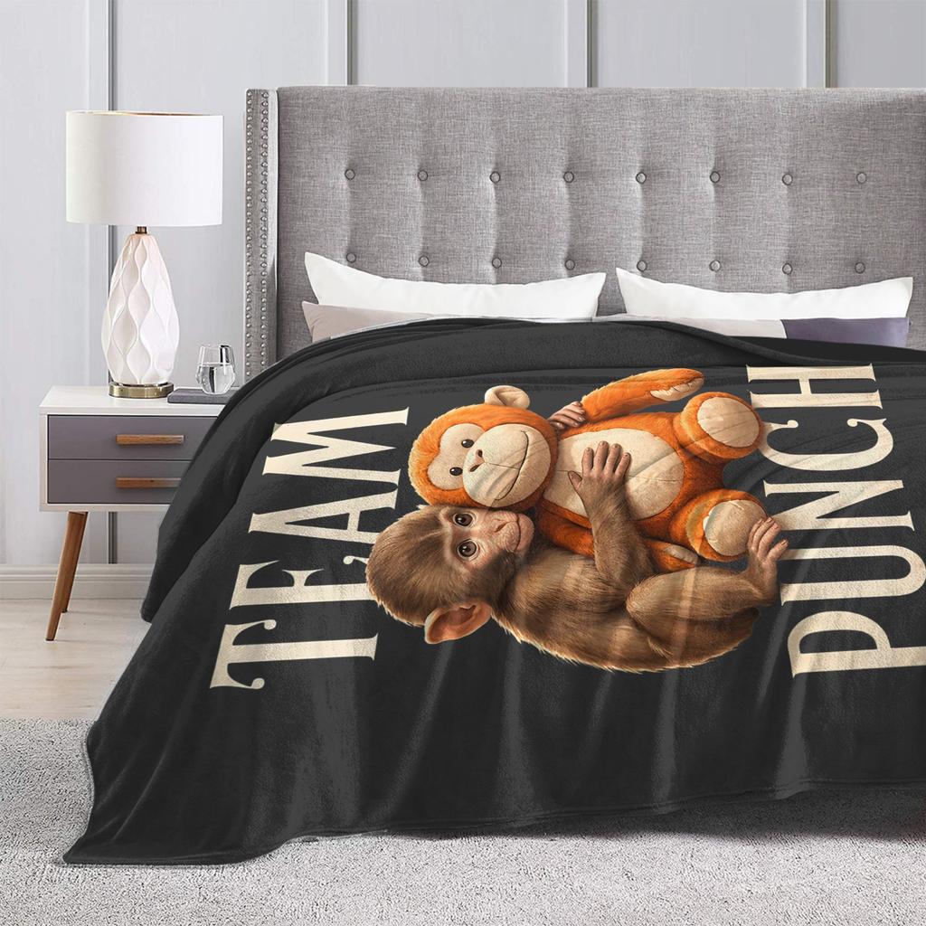 Baby Monkey Punch Team Punch Soft Warm Blanket Students Plush Throw Blanket Funny Couch Chair Flannel Bedspread Sofa Bed Cover