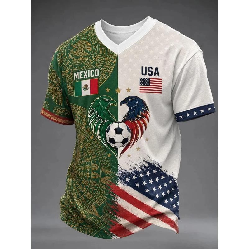 2026 New Mexican National Team Soccer T-shirt Full Flat Print Short Sleeve Mexico Flag Training Sportwear for Summer