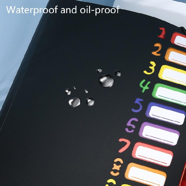 2pcs Portable Expanding Document Organiser Labeled 12 Pocket Waterproof File Folder Elastic Fastening Rope Design