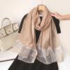 Весна новый однотонный жемчужный шелковый шарф женский искусственный шелк легкая большая шаль длинный шарф шарф