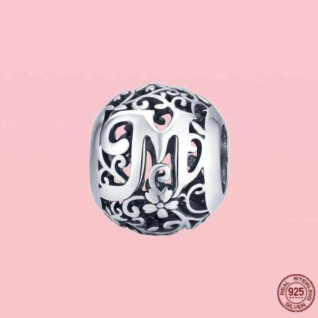 Новое поступление 925 пробы серебряный кулон круглой формы с буквами от A до Z подвески бусины подходят оригинальный браслет ожерелье ювелирные изделия