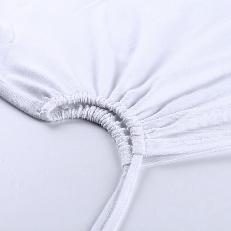 White T Shirt Crop Tops Women Summer Short Sleeve Solid Round Neck Short Tee Top Drawstring Slim Fashion Female Shirts