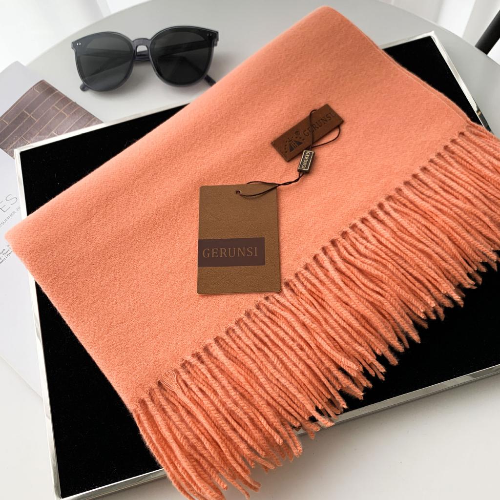 Cashmere Hand Feel Autumn And Winter Solid Color Scarf Women'S Thick Tassel Simple And Versatile Soft And Warm Imitation Cashmere Shawl