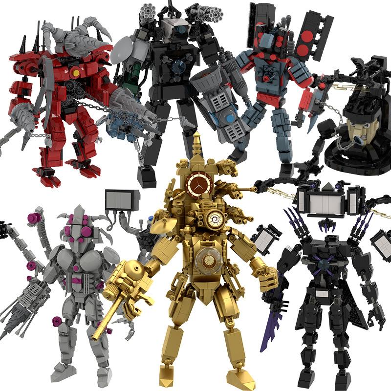 MOC Игрушки из кубиков Модель Совместимый Робот с Туалетом Скибиди Абстрактные Строительные Блоки Монитор Телевизор Динамик