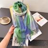 New Winter Rainbow Plaid Women's Imitation Cashmere Scarf Warm Shawls and Wraps Thicked Pashmina Female Blanket Scarves
