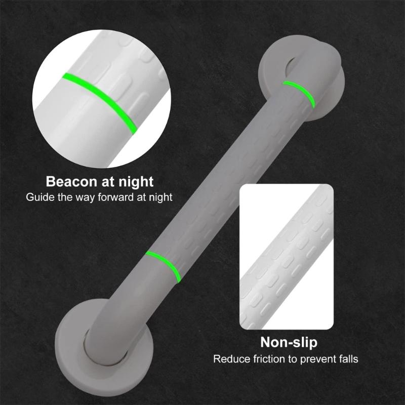 Stainless Steel Shower Handrail with Glowing Features 500 Pound Weight Bearing Antislip Grip for Bathing Safety