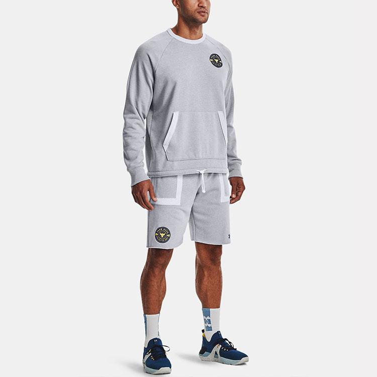 Under Armour Project Rock Solid Color Training Повседневная спортивная толстовка с длинными рукавами Мужские топы Серый 1370452-011