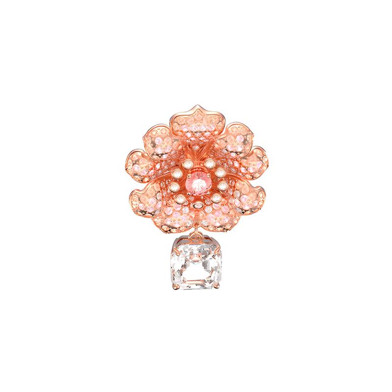 Swarovski CONNEXUS Xinxianglian lotus shape gold-plated earrings for women 5615101